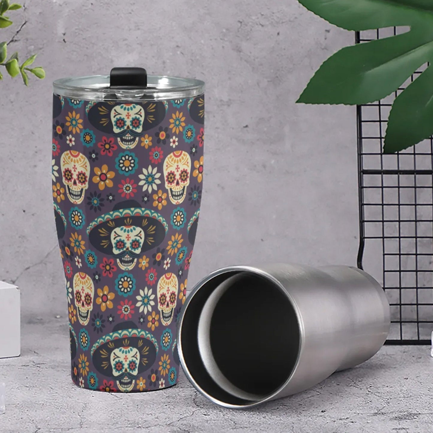 Sugar skull girl jumbo Mug, candy skull beer mug, calaveras skull freezer Mug, floral sugar skull cup, dia de los muertos skull tumblr mug