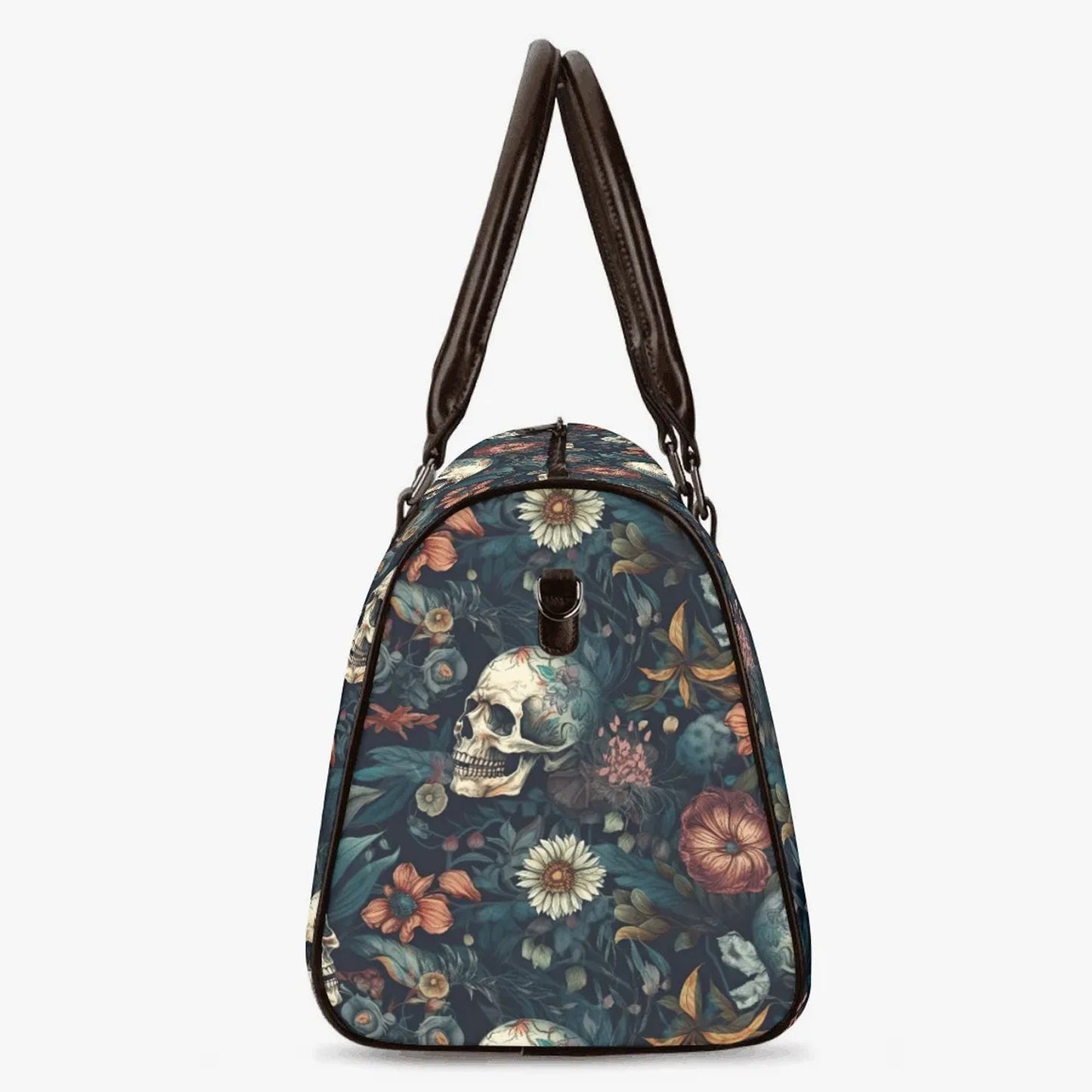 Evil Overnight Bag, flaming skull Carry on Weekender Overnight Bag, floral skull travel bag, horror weekender bags, biker skull Carry on bag