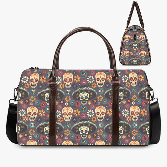 Floral skull travel bag, cinco de mayo skull handbag, day of the dead handbag, floral sugar skull large travel bag, sugar skull Vacation bag