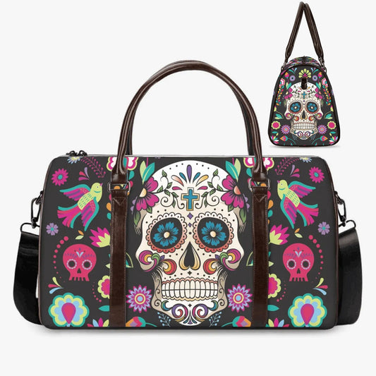 Day of the dead weekender bags, floral skull shoulder bag, day of the dead large travel bag, floral skull Overnight Bag, mexico travel bag