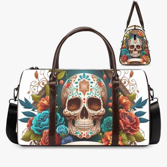 Floral skull large travel bag, mexico travel bag, sugar skull girl Carry on Weekender Overnight Bag mexico handbag sugar skull Overnight bag