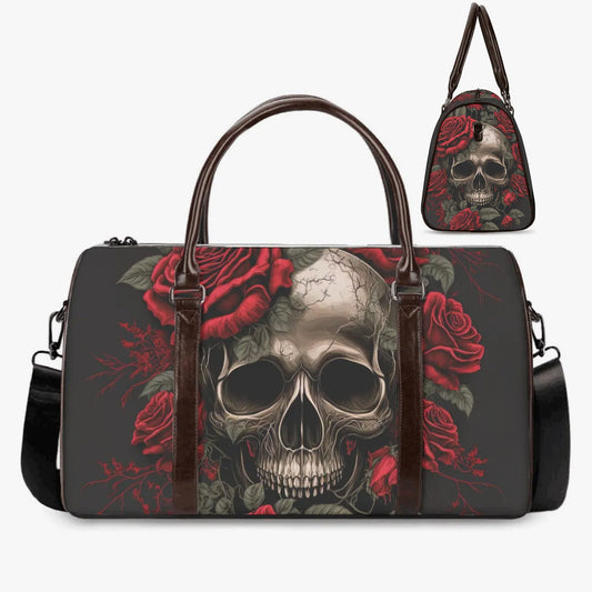 Rose skull monogrammed bag, death skull Vacation Holidays Travel Bag, death skull monogrammed bag, flaming skull Hospital Bag, flower skull
