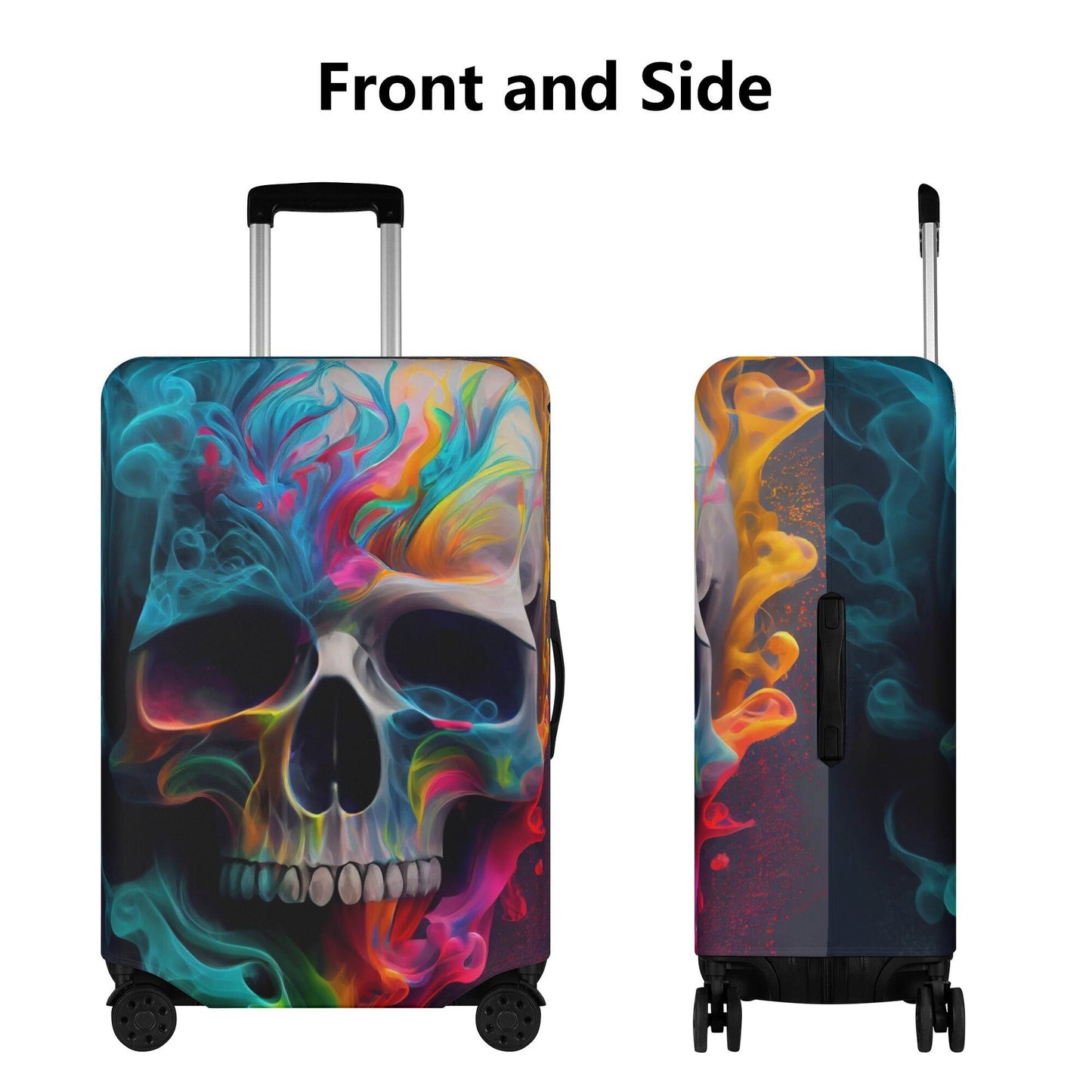 Horror suitcase, christmas skull luggage protector, horror travel bag cover, rose skull travel bag cover, skull in fire suitcase protector