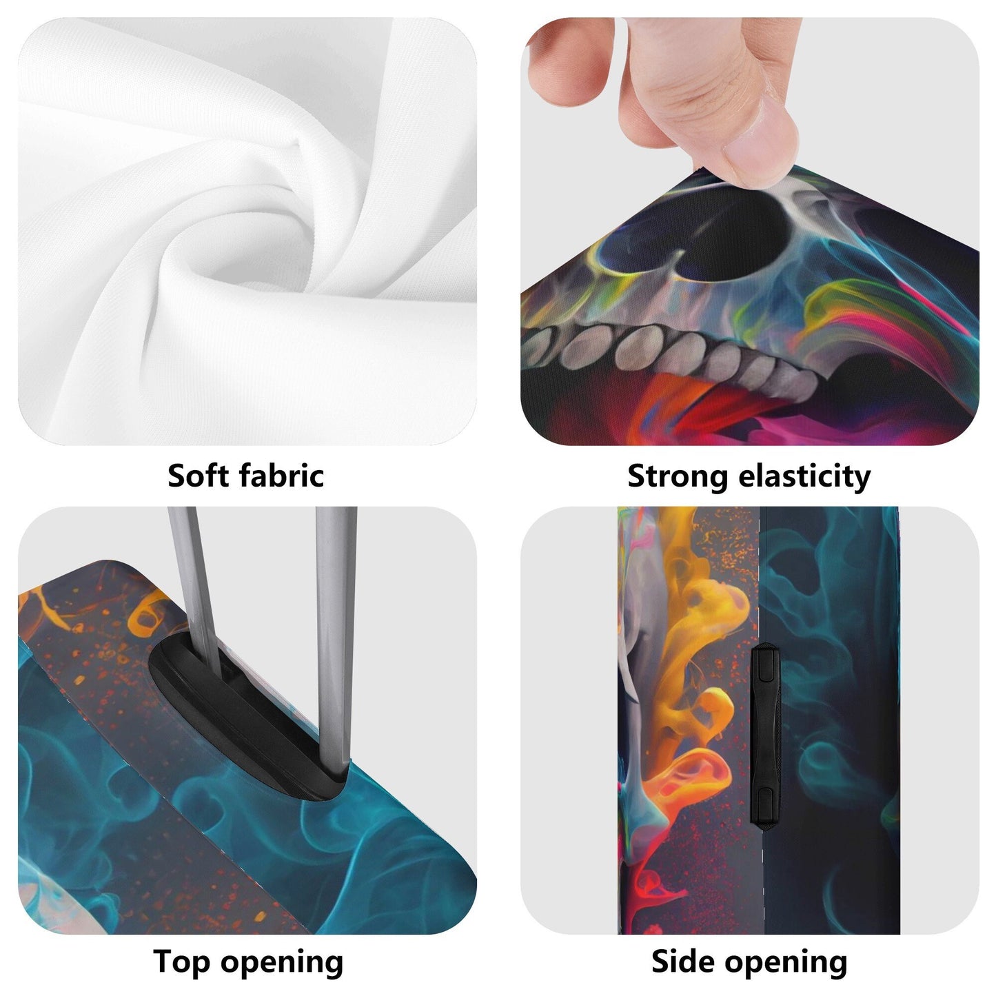 Horror suitcase, christmas skull luggage protector, horror travel bag cover, rose skull travel bag cover, skull in fire suitcase protector