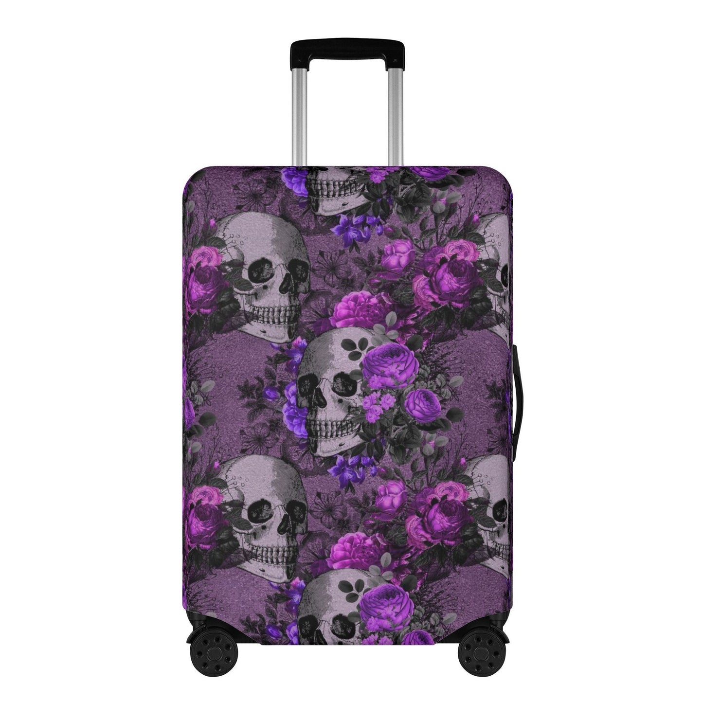 Flower skull suitcase tag, goth travel bag cover, flaming skull suitcase tag, floral skull luggage, rose skull suitcase protector covers