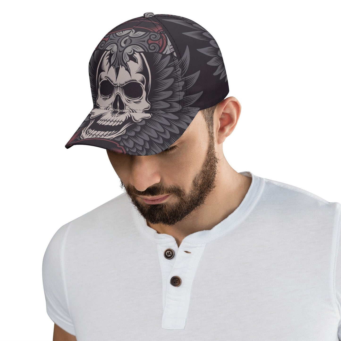 Death skull cap for men, goth baseball cap, flame skull baseball cap, skull hat, flaming skull cap for him, punisher skull headband, flame