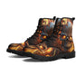 Flame skull unisex boots, gothic skull waterproof Lace Up Anti-Slip platform nooties, skull in fire waterproof shoes rose skull combat boots