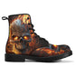 Flame skull unisex boots, gothic skull waterproof Lace Up Anti-Slip platform nooties, skull in fire waterproof shoes rose skull combat boots