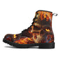 Flaming skull men women boots, evil ankle Boots, evil ankle booties, flower skull unisex boots, punisher skull ankle booties, evil boots