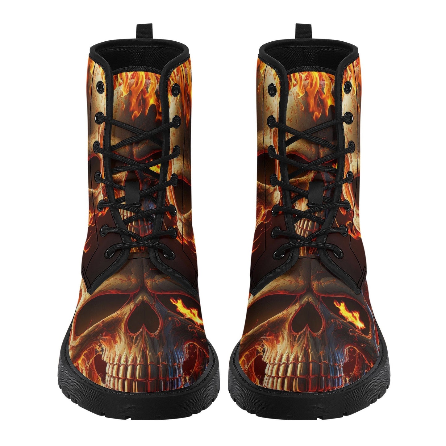 Flaming skull men women boots, evil ankle Boots, evil ankle booties, flower skull unisex boots, punisher skull ankle booties, evil boots
