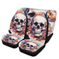 Skull in fire car protector, christmas skull cover cushion accessories for Cars, rose skull slip-on seat covers, horror car tool, horror was
