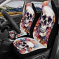 Skull in fire car protector, christmas skull cover cushion accessories for Cars, rose skull slip-on seat covers, horror car tool, horror was