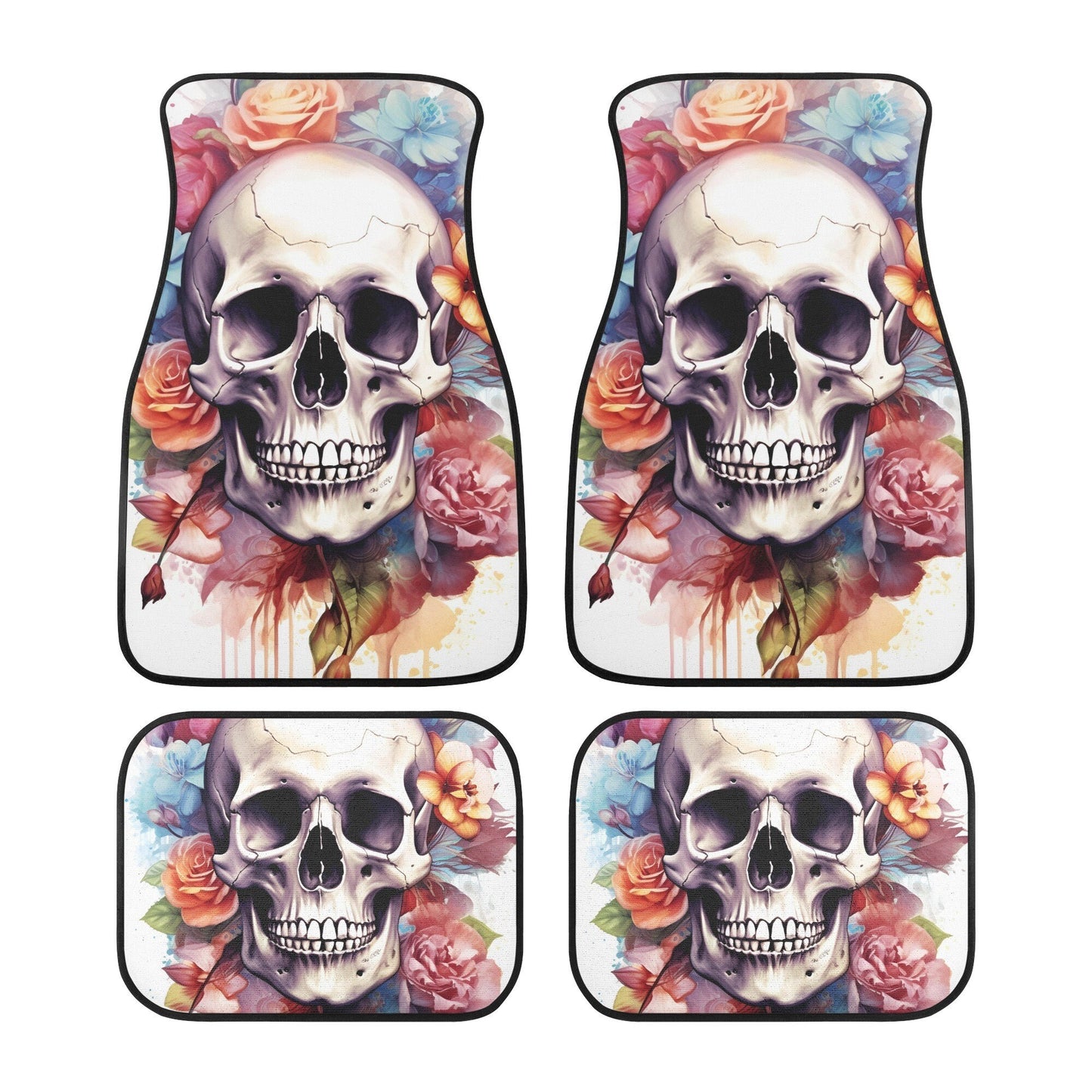 Skull in fire car protector, christmas skull cover cushion accessories for Cars, rose skull slip-on seat covers, horror car tool, horror was