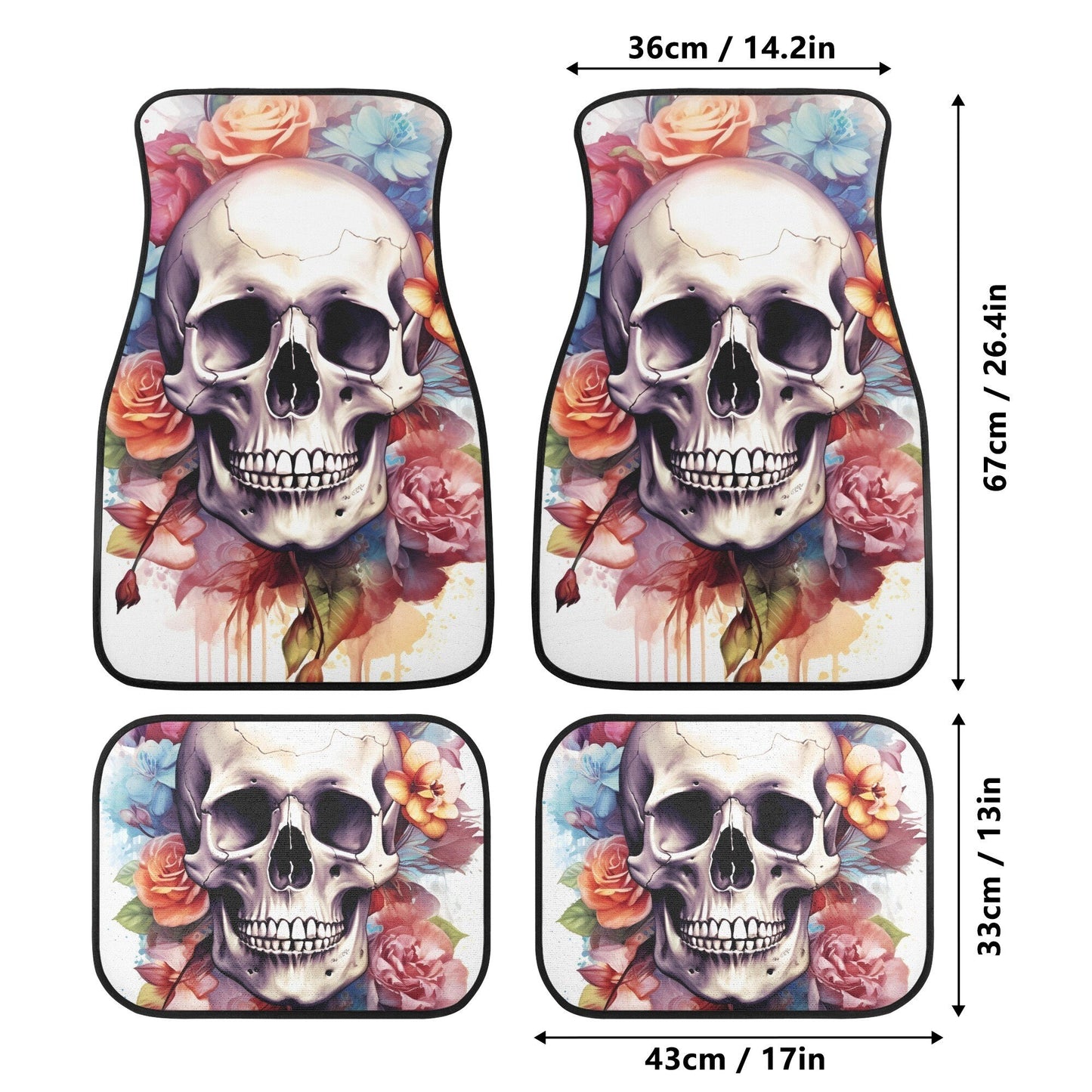 Skull in fire car protector, christmas skull cover cushion accessories for Cars, rose skull slip-on seat covers, horror car tool, horror was