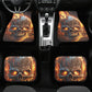 Flaming skull mat for vehicles, floral skull seat cover for truck, skeleton car mat, floral skull car mat flooring, floral skull mat for veh