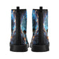 Flaming skull men women boots, Punisher horror gothic skull boots, Halloween skull boots Skeleton skull grim reaper leather rose skull boots