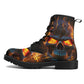 Flaming skull waterproof Lace Up Anti-Slip platform nooties, floral skull combat boots, christmas skull winter boots halloween fashion shoes