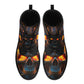 Flaming skull waterproof Lace Up Anti-Slip platform nooties, floral skull combat boots, christmas skull winter boots halloween fashion shoes