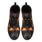 Flaming skull waterproof Lace Up Anti-Slip platform nooties, floral skull combat boots, christmas skull winter boots halloween fashion shoes