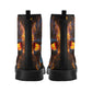 Flaming skull waterproof Lace Up Anti-Slip platform nooties, floral skull combat boots, christmas skull winter boots halloween fashion shoes