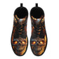 Flame skull unisex boots, gothic skull waterproof Lace Up Anti-Slip platform nooties, skull in fire waterproof shoes rose skull combat boots