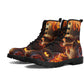 Flaming skull men women boots, evil ankle Boots, evil ankle booties, flower skull unisex boots, punisher skull ankle booties, evil boots