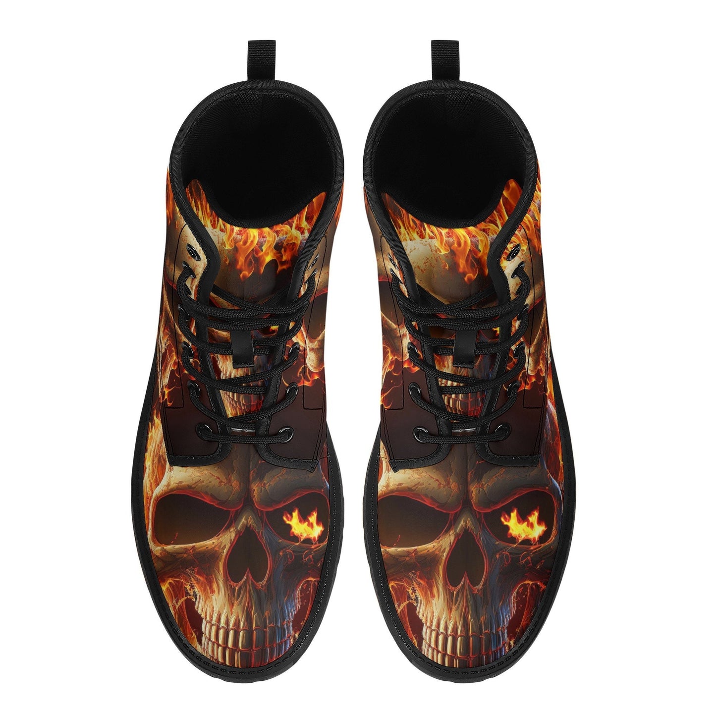 Flaming skull men women boots, evil ankle Boots, evil ankle booties, flower skull unisex boots, punisher skull ankle booties, evil boots