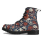 Skull combat boots, death with scythes boots for men women, halloween waterproof boot, reaper skull men women shoes, grim reaper unisex shoe