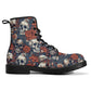 Skull combat boots, death with scythes boots for men women, halloween waterproof boot, reaper skull men women shoes, grim reaper unisex shoe
