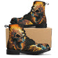Goth ankle booties, death with scythes ankle booties, floral skull combat boots, grim reaper ankle booties, grim reaper fashion leather boot