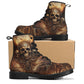 Goth boots, death skull fashion leather boots, skull in fire ankle Boots, flaming skull unisex boots, reaper skull men women boots, evil fac