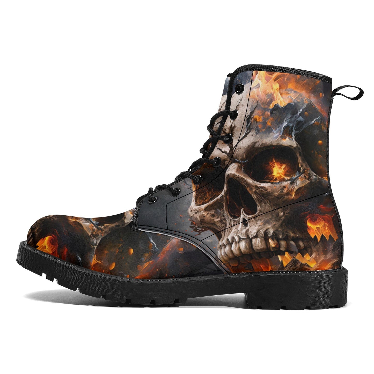 Death with scythes combat boots, gothic skull unisex boots, death with scythes shoes, horror men women boots, skull waterproof Lace Up Anti-