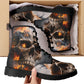 Death with scythes combat boots, gothic skull unisex boots, death with scythes shoes, horror men women boots, skull waterproof Lace Up Anti-