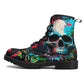 Horror winter boots, evil waterproof boot, flower skull ankle Boots, flower skull waterproof Lace Up Anti-Slip platform nooties, motorcycle