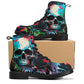 Horror winter boots, evil waterproof boot, flower skull ankle Boots, flower skull waterproof Lace Up Anti-Slip platform nooties, motorcycle