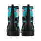 Horror winter boots, evil waterproof boot, flower skull ankle Boots, flower skull waterproof Lace Up Anti-Slip platform nooties, motorcycle