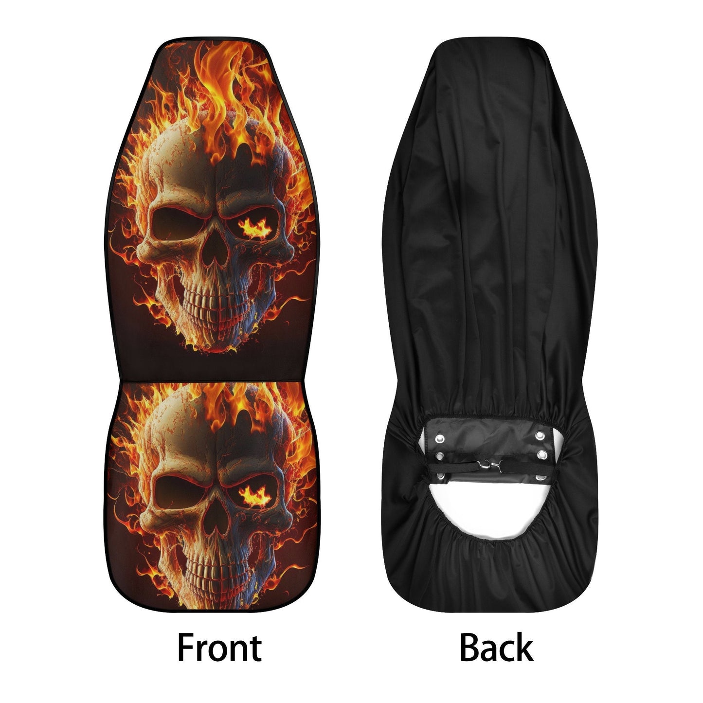Skull in fire car protector, christmas skull cover cushion accessories for Cars, rose skull slip-on seat covers, horror car tool, horror was