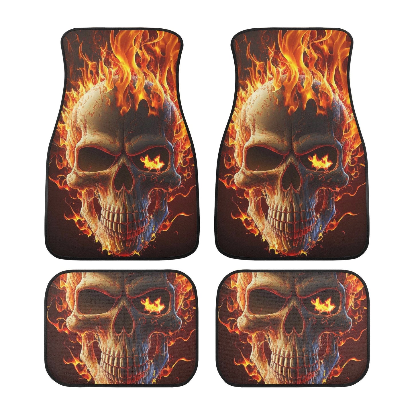 Skull in fire car protector, christmas skull cover cushion accessories for Cars, rose skull slip-on seat covers, horror car tool, horror was