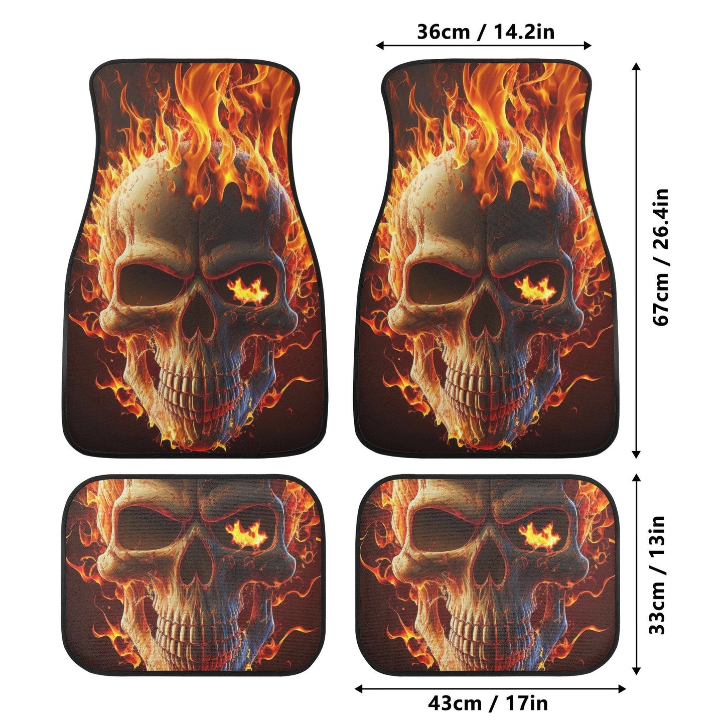 Skull in fire car protector, christmas skull cover cushion accessories for Cars, rose skull slip-on seat covers, horror car tool, horror was