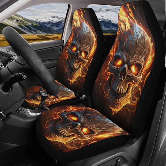 Flaming skull mat for vehicles, floral skull seat cover for truck, skeleton car mat, floral skull car mat flooring, floral skull mat for veh