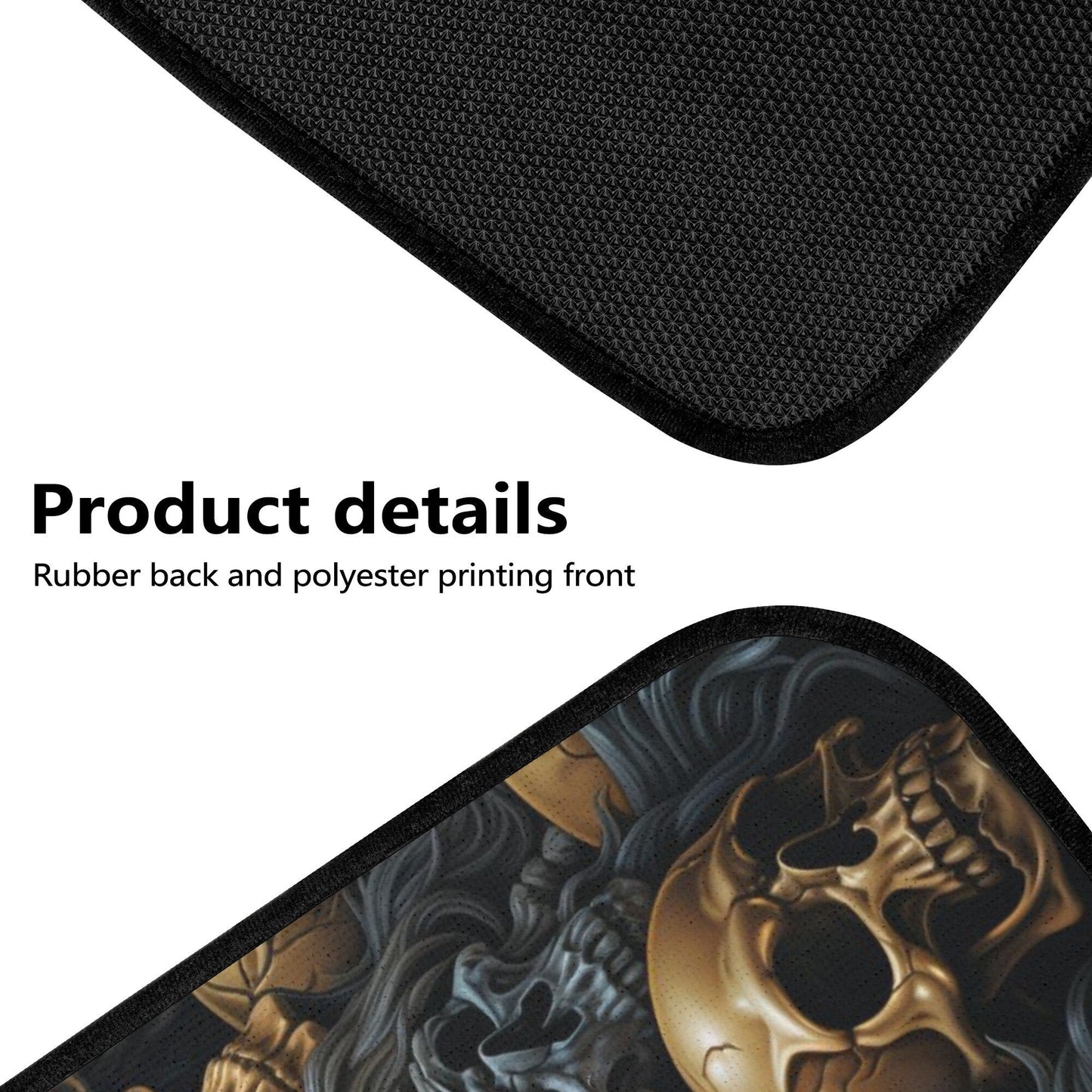 Skull with scythes car seat tool, rose skull slip-on seat covers, reaper skull car floor mat, death skull rug for car, skeleton car mat sets