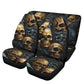 Skull with scythes car seat tool, rose skull slip-on seat covers, reaper skull car floor mat, death skull rug for car, skeleton car mat sets