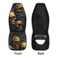 Skull with scythes car seat tool, rose skull slip-on seat covers, reaper skull car floor mat, death skull rug for car, skeleton car mat sets