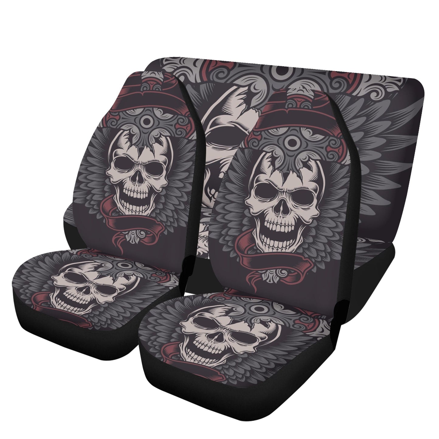 Halloween seat cover for truck, halloween seat cover for truck, flaming skull slip-on seat covers, horror seat cover for car, halloween car