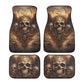 Skeleton car shifter gear cover, skull in fire washable car seat covers, flaming skull armrest covers, skull with scythes car tool christmas