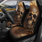 Skeleton car shifter gear cover, skull in fire washable car seat covers, flaming skull armrest covers, skull with scythes car tool christmas