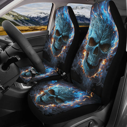 Gothic skull mat for vehicles, punisher skull seat cover for truck, reaper skull car seat belt covers, gothic skull car seat cover full sets