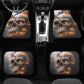 Flaming skull car seat , skull rug mat for car, halloween car shifter gear cover, death skull armrest covers, death skull seat cover protect