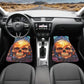 Reaper skull seat cover for car, death skull car shifter gear cover, flaming skull armrest covers, death with scythes rug mat for car mats