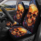 Reaper skull seat cover for car, death skull car shifter gear cover, flaming skull armrest covers, death with scythes rug mat for car mats